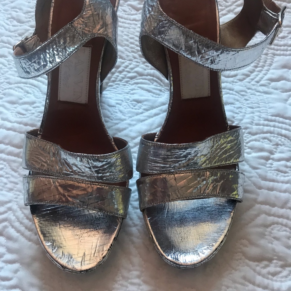Lanvin metallic cracked leather sandals - Picture 4 of 8